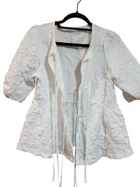 Tie Front Y2k Flower Babydoll Puff Sleeve Coquette Blouse /Top Womens size S